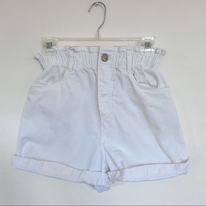 H&M Paperbag Waist High Rise White Denim Shorts Size XS